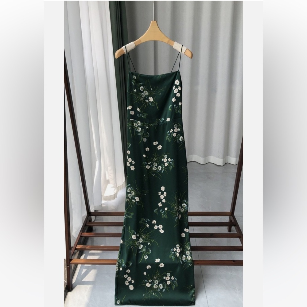 Commense Floral Green Midi Dress